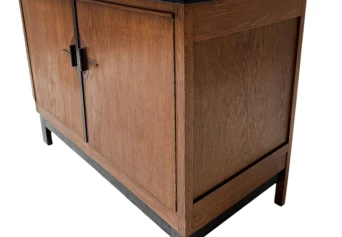 Art Deco Modernist Sideboard or credenza with Black Lacquered Top, 1930s